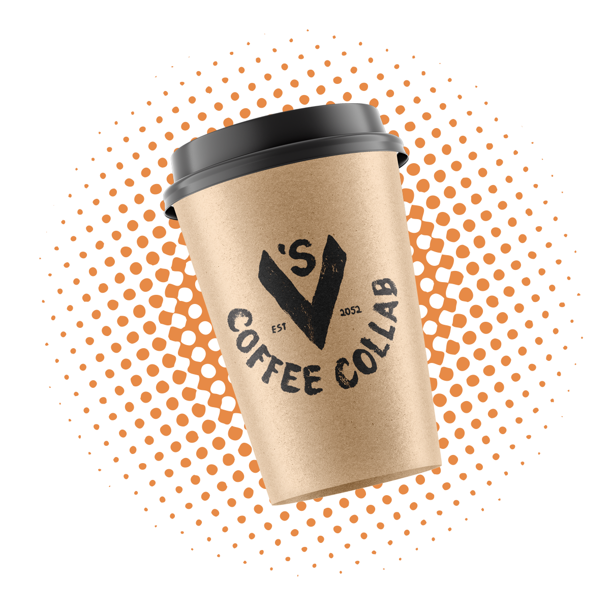 floating V's Coffee Collab cardboard cup